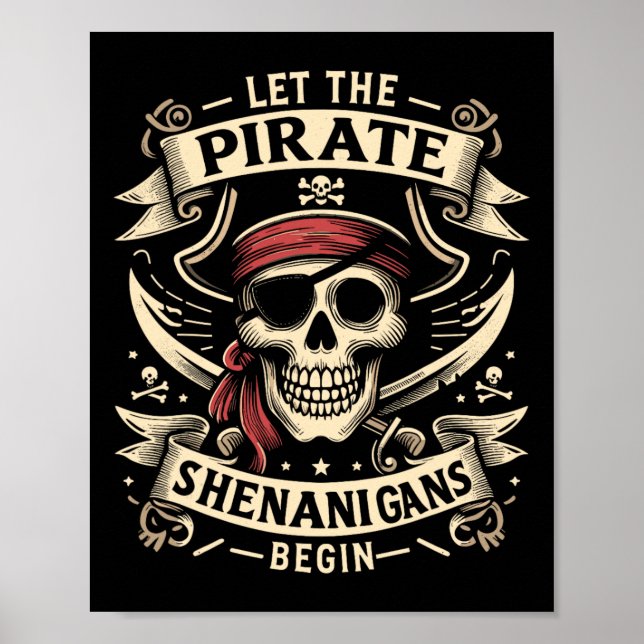 Poster Caveira De Halloween Que Comecem Os Piratas Shenan (Frente)