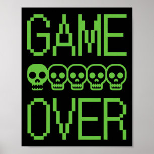 Poster Caveira de Jogo de Pixel Game Over Jogo de Vídeo R