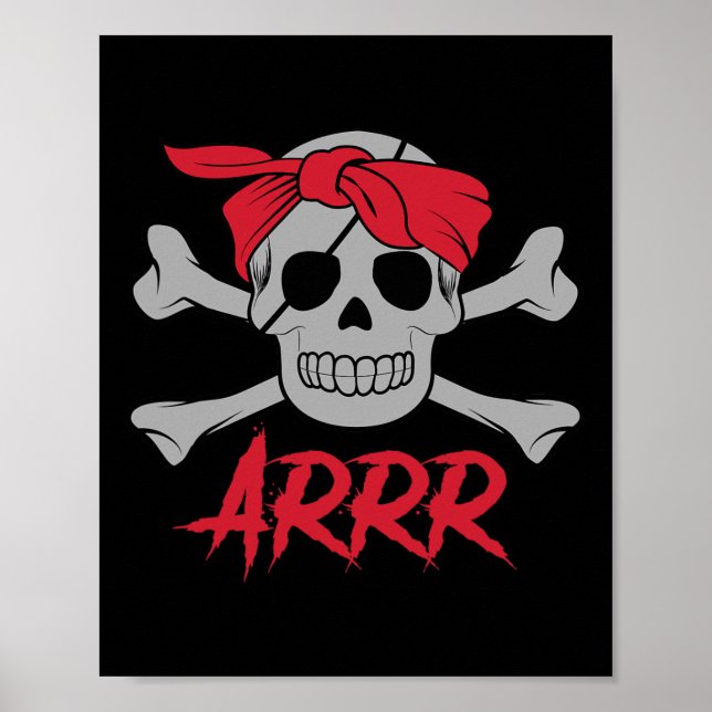 Poster Caveira de Morto Pirata com Patch de Olho Hallowee (Frente)
