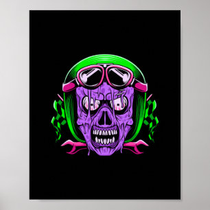 Poster Caveira de Zumbi Montado em Neon Derretido