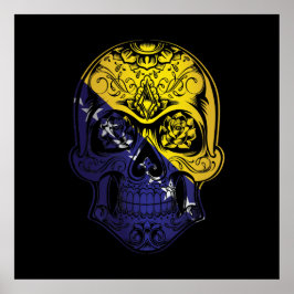 Poster Caveira E Bandeira Rosas Da Bósnia-Herzegovina