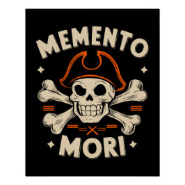 Póster Caveira e ossos com chapéu de pirata - Memento mor