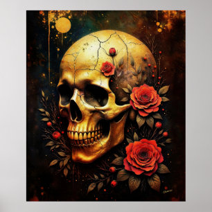 Poster Caveira e Rosas