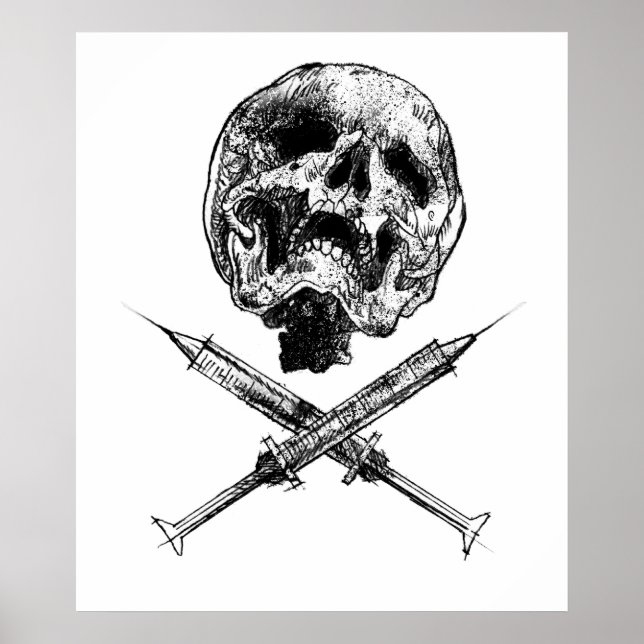 Poster Caveira e Seringas (Frente)