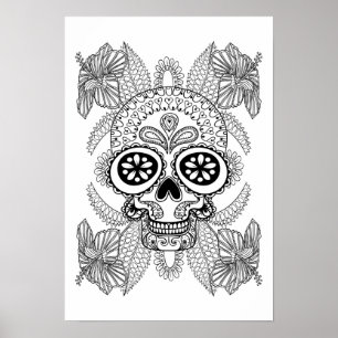 Póster Caveira Inspirada em Flores 2