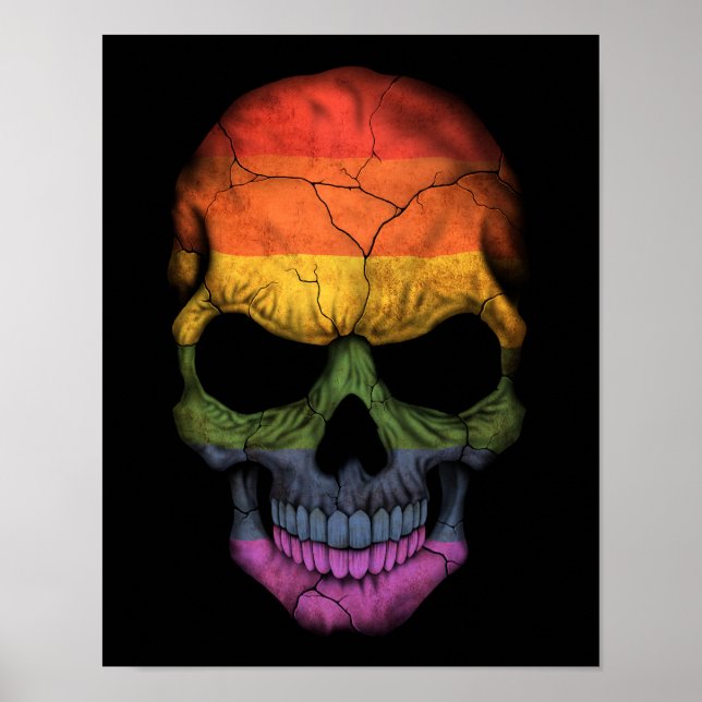 Poster Caveira Personalizável com Sinalizador Orgulho gay (Frente)