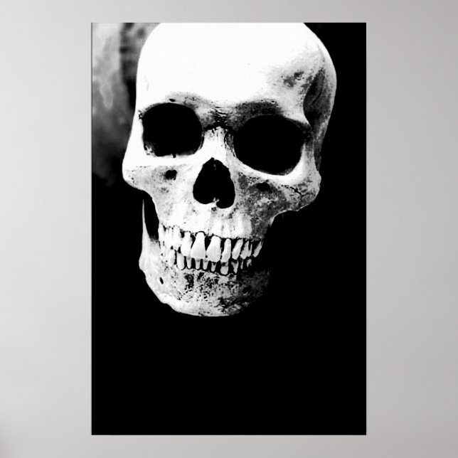 Poster Caveira Preto Branco Fantasia Metal Rock (Frente)