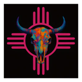 Póster Caveira Rosa Sol do Novo México