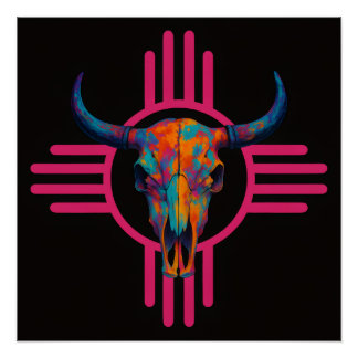 Póster Caveira Rosa Sol do Novo México