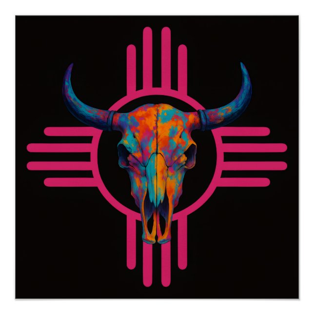 Póster Caveira Rosa Sol do Novo México  (Frente)