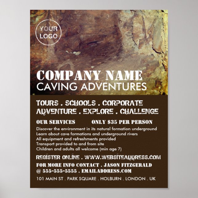 Poster Caverna, Abrindo Publicidade De Aventura (Frente)