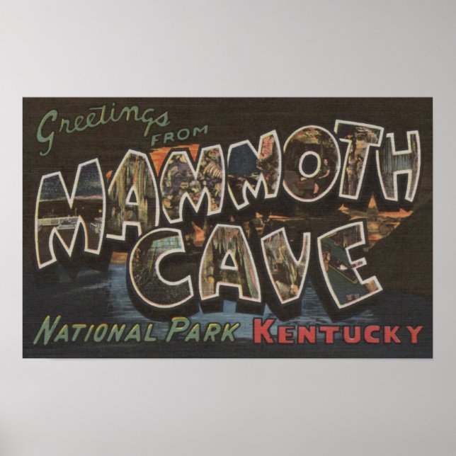 Poster Caverna de Mamute, Kentucky - Cenas com Letras Gra (Frente)
