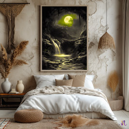 Poster Caverna Mística ao Luar – Brilho Monocromático