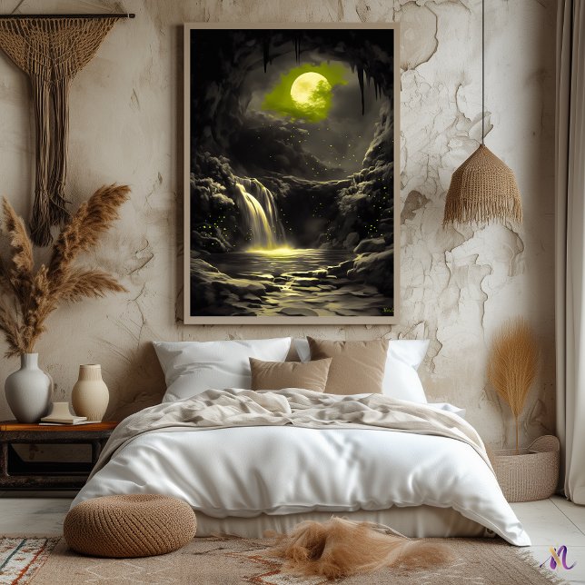 Poster Caverna Mística ao Luar – Brilho Monocromático (Criador carregado)