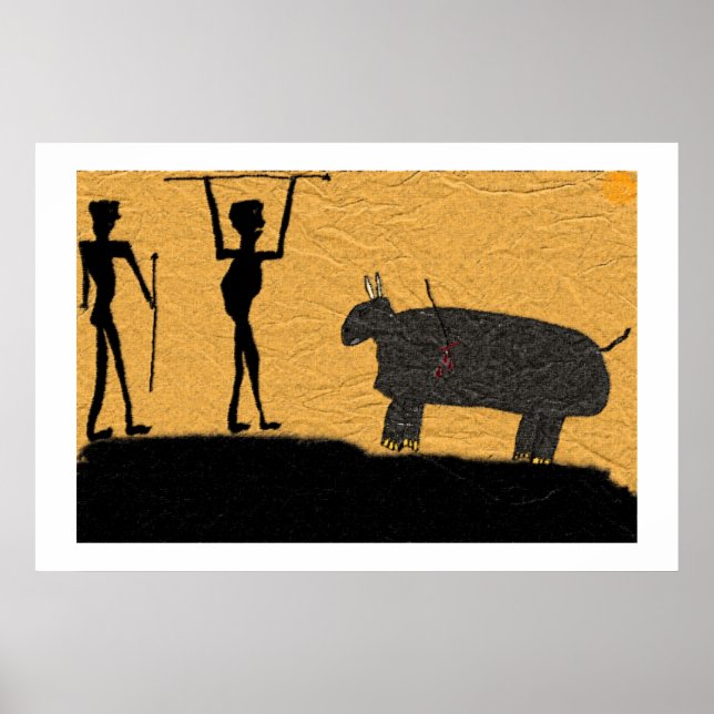 Póster Caverna Pré-Histórica Desenho De Uma Caça (Frente)