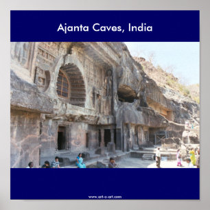Póster Cavernas de Ajanta, India,