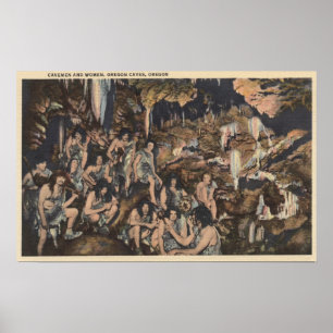 Póster Cavernas de Oregon - homens das cavernas e
