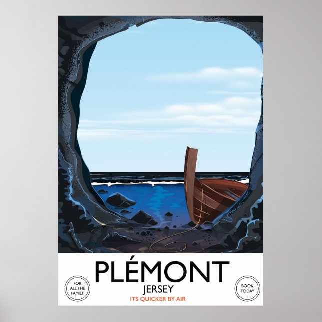 Poster Cavernas de Plémont, Jersey pôster de viagem vinta (Frente)