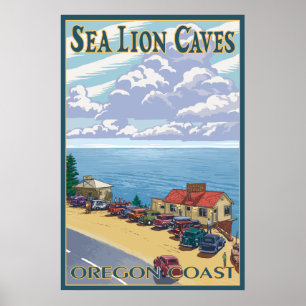Póster Cavernas do leão de Oregon - mar