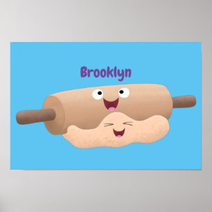 Poster Cavilha rolante e cartoon para pastelaria