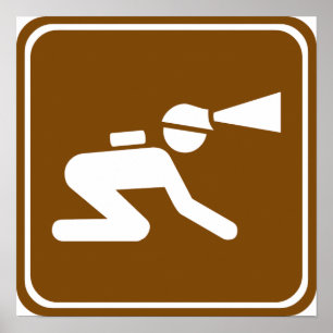Póster Caving Highway Sign