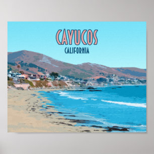 Poster Cayucos California Central Coast Vintage