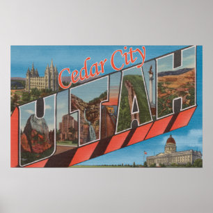 Poster Cedar City, Utah - Cenas com Letras Grandes