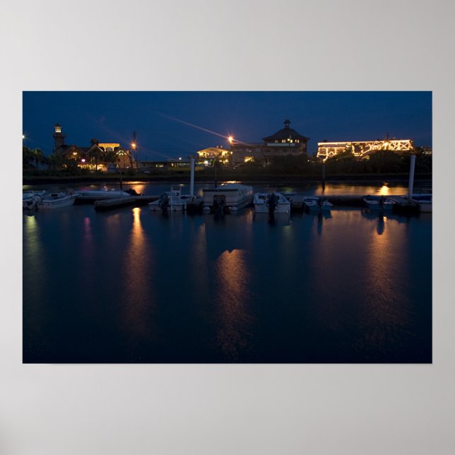 Póster Cedar Key Waterfront à noite (Frente)