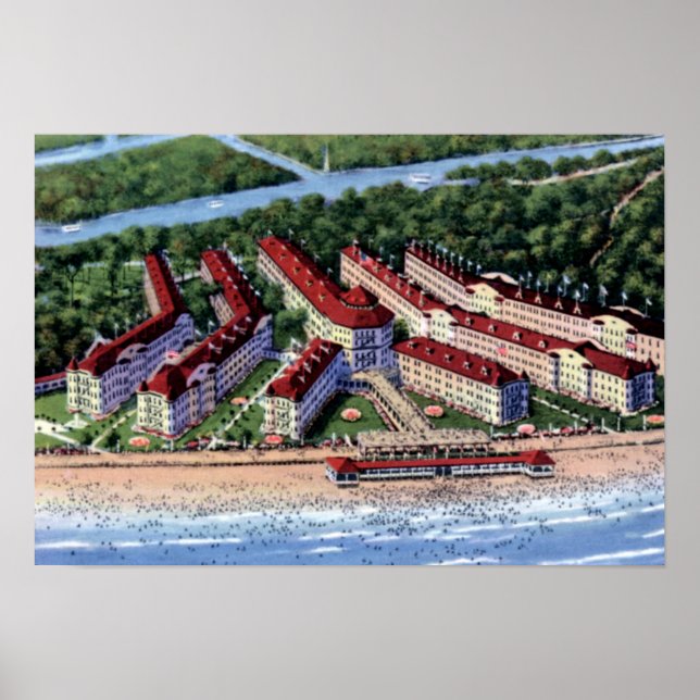 Póster Cedar Point Ohio Hotel Breakers 1920 (Frente)