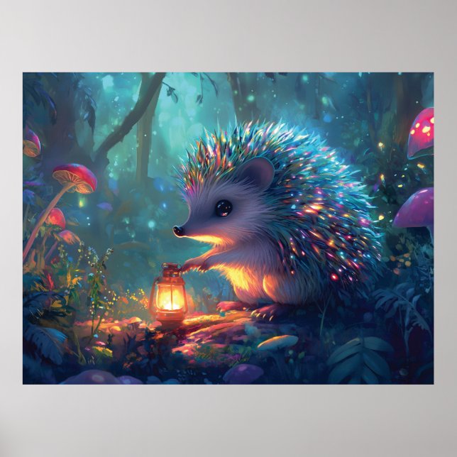 Poster Cefaleia e Lanterna Whimsical na Floresta Encantad (Frente)