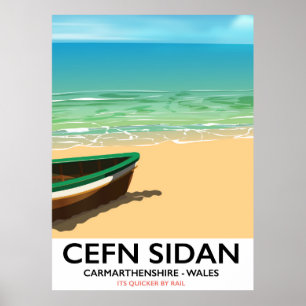 Póster Cefn Sidan, estradas de ferro do vintage de