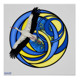 Póster Cegonha. Arte abstrata ucraniana