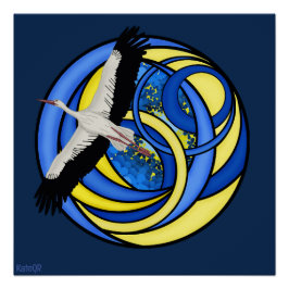Póster Cegonha. Arte abstrata ucraniana