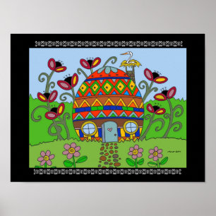 Poster Cegonha em uma casa de Pysanka