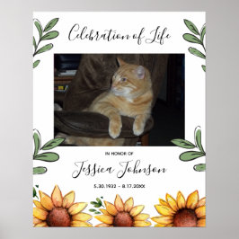Poster Celebração da Vida Aquarela Girassol Uma Foto