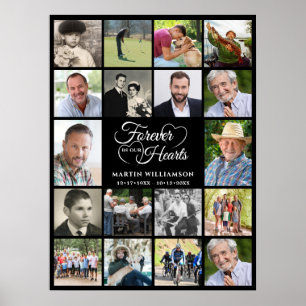 Poster Celebração da Vida Colagem de 18 Fotos Funeral