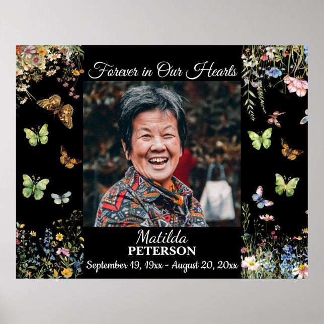 Poster Celebração da Vida com Flores Silvestres e Borbole (Frente)