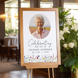 Poster Celebração da Vida com Foto de Flor Silvestre Eleg