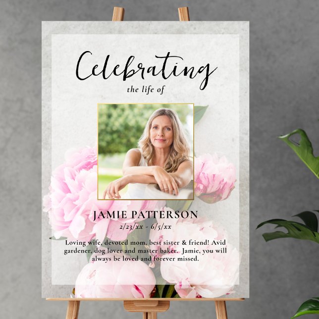 Poster Celebração da Vida com Fotos de Flores de Peônia,  (Criador carregado)