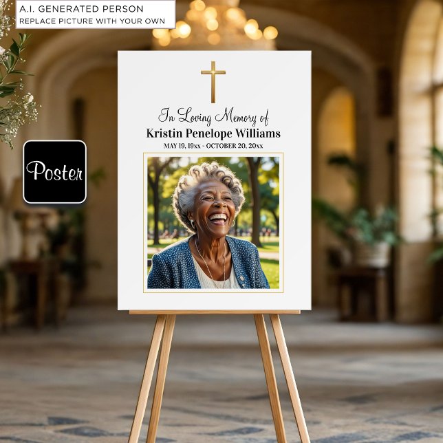 Poster Celebração da Vida Cruz de Ouro Foto Funeral (Criador carregado)