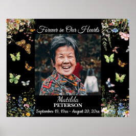 Poster Celebração Da Vida De Borboletas De Flores Silvest