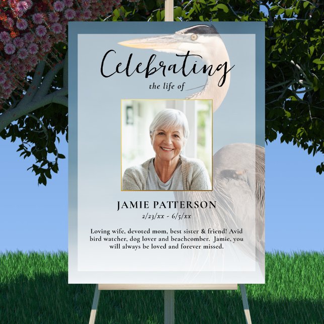 Poster Celebração da Vida do Amante de Pássaros Heron Fot (Criador carregado)