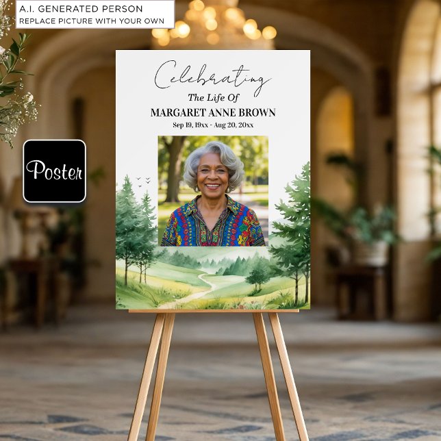 Poster Celebração da Vida em Montanhas de Aquarela Foto  (Criador carregado)