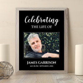 Poster Celebração da Vida em Preto e Branco com Funeral d