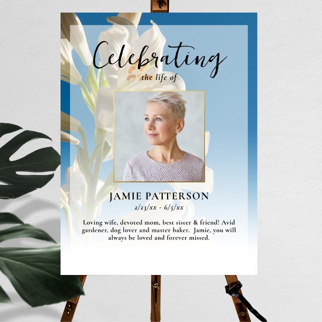 Poster Celebração da Vida Foto Funeral da Flor Lírio (Criador carregado)