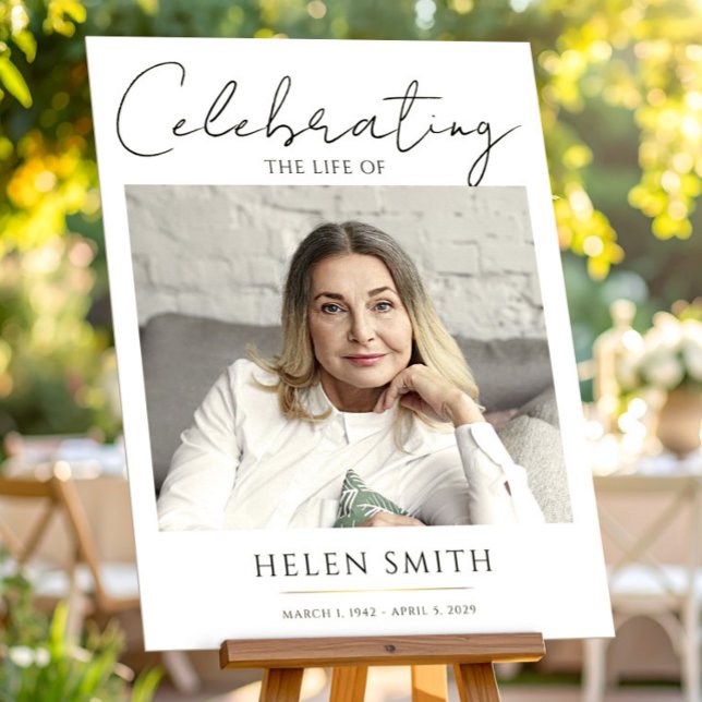 Poster Celebração da Vida - Memorial Fotográfico Funeral (Funeral Photo Memorial For Mom Poster, Celebration of Life, Loss and Grief)