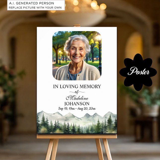 Poster Celebração da Vida nas Montanhas e Árvores Funeral (Criador carregado)