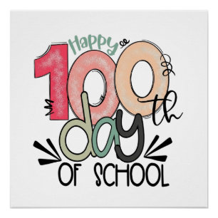 Póster celebração de 100 dias de escola brilhante