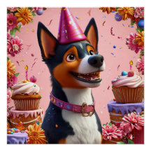 Celebração de Aniversário Com Cachorro Feliz