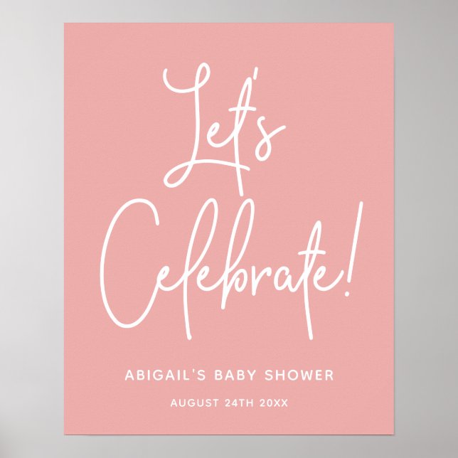 Poster Celebração de boas-vindas, cor-de-rosa, com poeira (Frente)